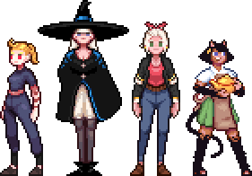 Four characters, including Flora.
